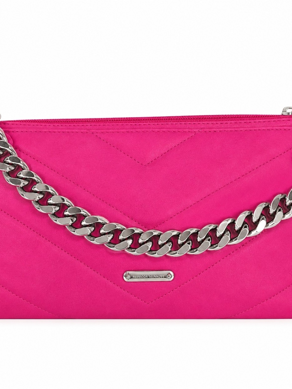 Rebecca Minkoff Edie Maxi MD Crossbody - Hot Pink Quilted Chain Shoulder Bag